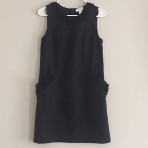Black LOFT Shift Dress with Ruffle Details